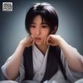 aaawang产品总监赵云飞的专业头像，戴眼镜，背景为产品原型图，专注认真
